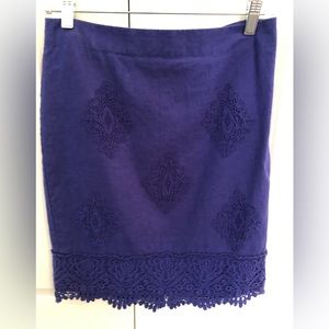 Loft Skirt, lined with bohemian detail. Size 0